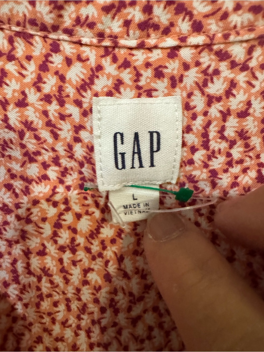 Gap Large Peach Ditsy Floral Sleeveless Pintuck V-Neck Rayon Blouse - Picture 4 of 5